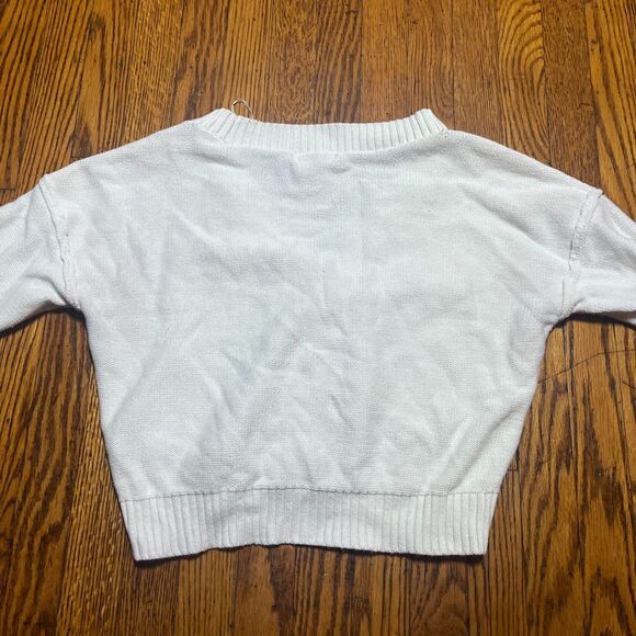 SO XS White Knitted Cropped Cardigan Sweater V-Neck Long Sleeve Women Y2K Cute - Picture 9 of 9